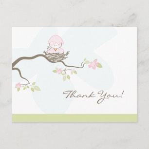 Pink Baby Bird Thank You Postcard
