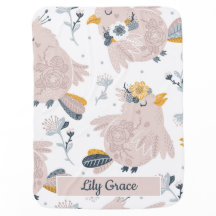 Pink Baby Birds Personalized | Baby Blanket