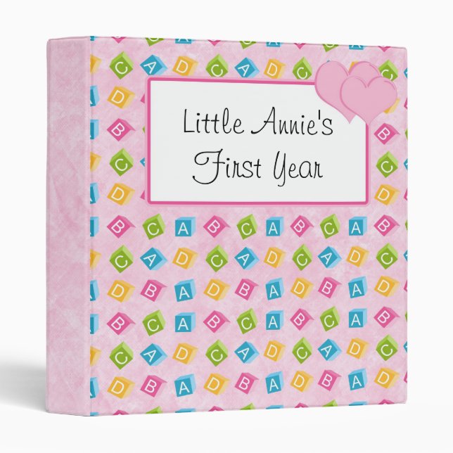 Pink Baby Blocks With ABC'S Binder (Front/Spine)