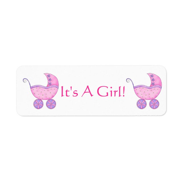 Pink Baby Buggy Carriage C'est une fille Customisé (Devant)