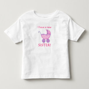 Pink Baby Buggy "I have a New Sister" Toddler T-shirt