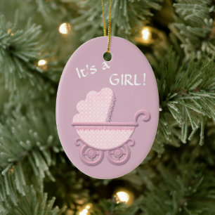Pink Baby Buggy Template Ceramic Ornament