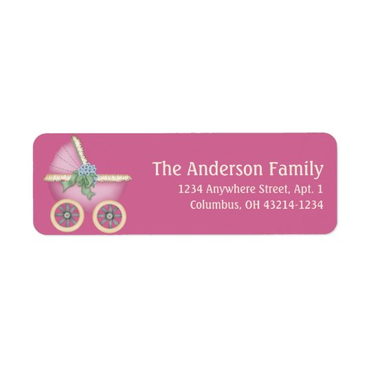 Pink Baby Carriage Stoller d4 Address Labels