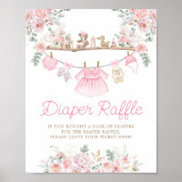 Pink Baby Clothes Floral Clothesline Diaper Raffle