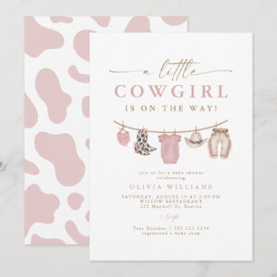 Pink Baby Clothesline Little Cowgirl Baby Shower Invitation