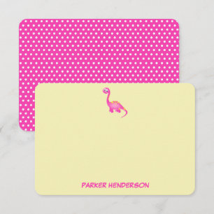 Pink Baby Dinosaur Personalized Stationery Thank You Card