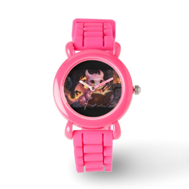 Pink Baby Dragon Reads a Book  Watch (Front)