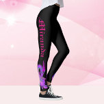 Pink Baby Dragon Your Name in Gothic Script Black Leggings<br><div class="desc">Easy to use template change the name. Take your baby dragon along.</div>
