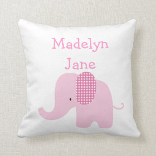 Pink Baby Elephant Personalized Pillows