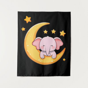 Pink baby elephant tapestry