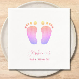 Pink Baby Feet Baby Shower Napkin