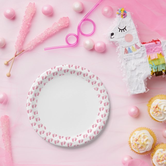 Pink Baby Feet Baby Shower Paper Plate (Party)