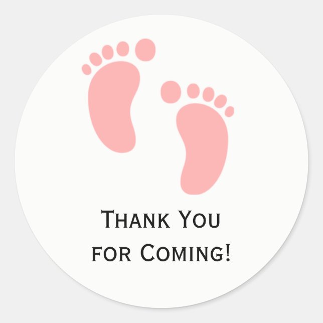 Pink Baby Feet Baby Shower Sticker Labels (Front)