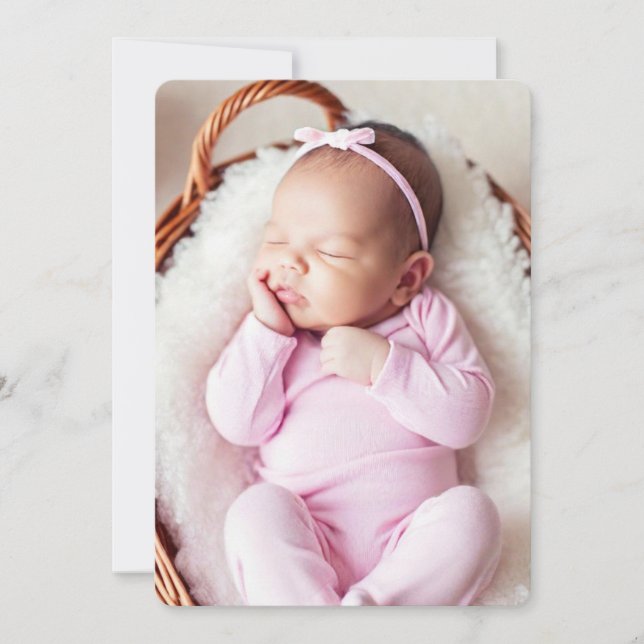Pink Baby fille photo carte faire-part de naissanc (Devant)