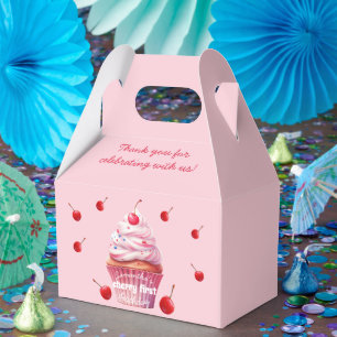 Pink Baby First Cherry & Cupcake Birthday Party Favor Box