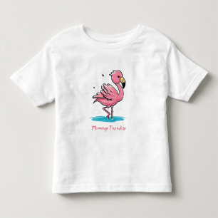Pink Baby Flamingo in Water Toddler T-shirt