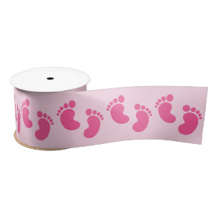 Pink Baby Footprint Satin Ribbon