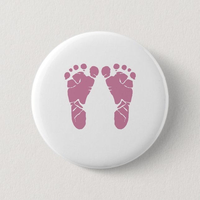Pink baby footprints 2 inch round button (Front)