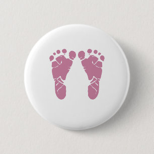 Pink baby footprints 2 inch round button