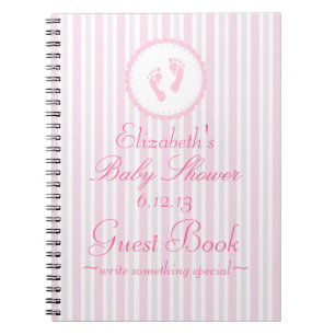 Pink Baby Footprints  Baby Shower Guest Book