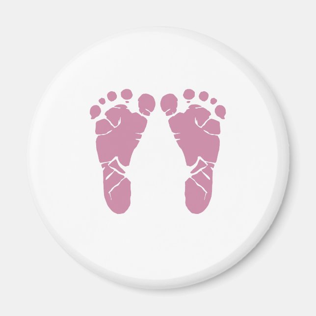Pink baby footprints magnet (Front)