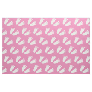 Pink baby footprints pattern fabric DIY textile