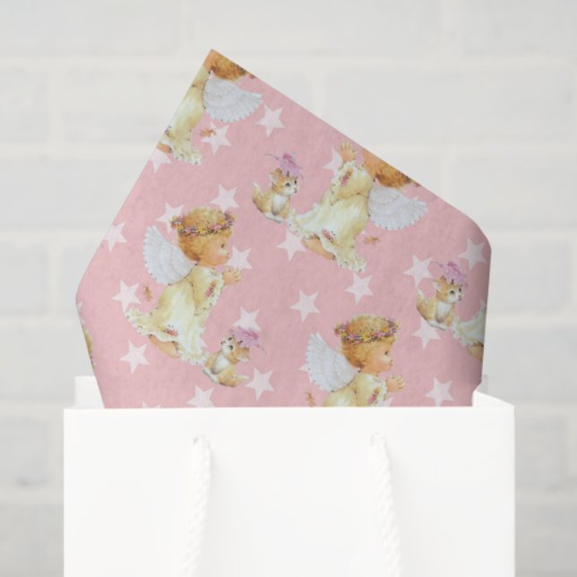 Pink baby girl Angel pattern tissue paper (Gift Bag)