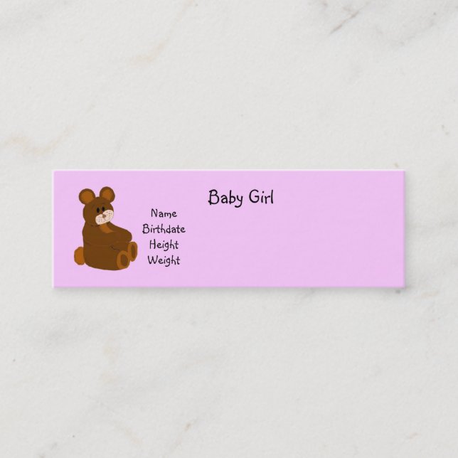 Pink Baby Girl Announcement (Front)