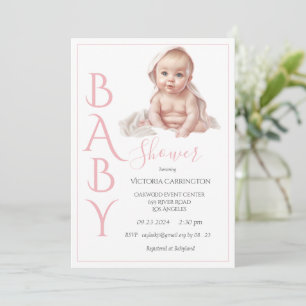 Pink Baby Girl Baby Shower Invitation