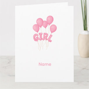 Pink Baby Girl Balloon Celebration - Cute Nursery  Card