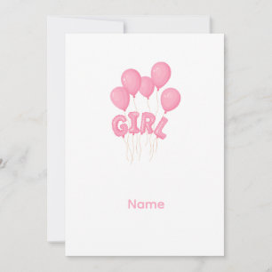 Pink Baby Girl Balloon Celebration - Cute Nursery  Invitation