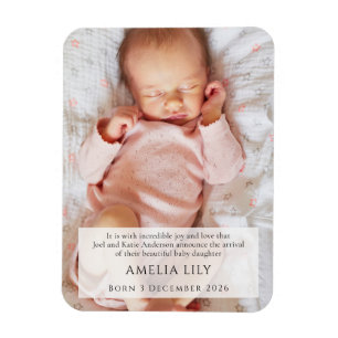 Pink Baby Girl Birth Announcement Fridge Magnet