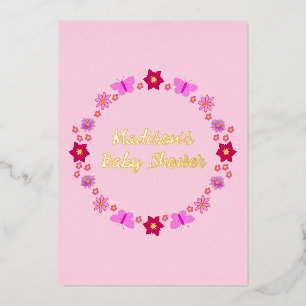 Pink Baby Girl Butterflies and Flowers Baby Shower