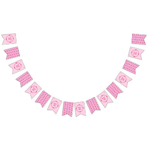Pink Baby Girl Butterflies and Flowers Baby Shower Bunting Flags