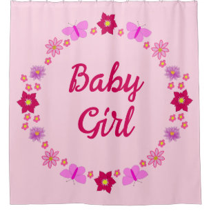Pink Baby Girl Butterflies and Flowers Custom