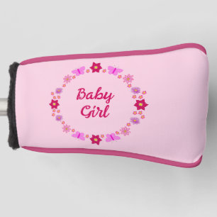 Pink Baby Girl Butterflies and Flowers Custom Golf Head Cover