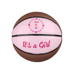 Pink Baby Girl Butterflies and Flowers Custom Mini Basketball
