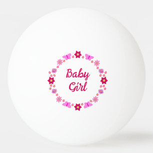 Pink Baby Girl Butterflies and Flowers Custom Ping Pong Ball