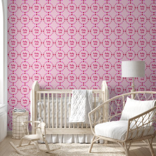 Pink Baby Girl Butterflies and Flowers Custom Wallpaper