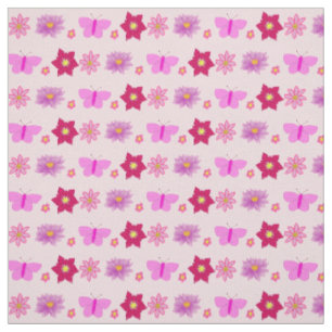 Pink Baby Girl Butterflies and Flowers Patterned Fabric