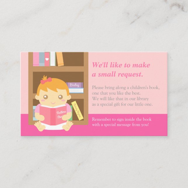 Pink Baby Girl Douche Livre Insérer carte de deman (Devant)