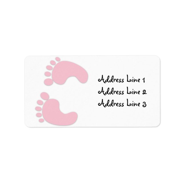 Pink Baby Girl Footprints Address Label (Front)