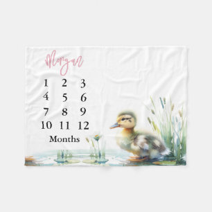 Pink Baby Girl Milestone Blanket Ducks