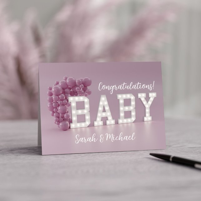 Pink Baby Girl New Parents Congratulations Card (Congratulations! There's a new baby in the house. Send this card to the new parents.)