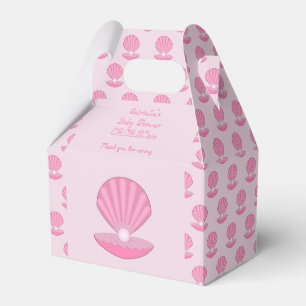 Pink Baby Girl Oyster shell and Pearl Baby Shower Favor Box