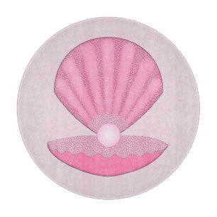 Pink Baby Girl Oyster shell and Pearl Cutting Board