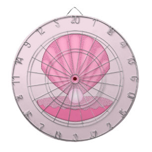 Pink Baby Girl Oyster shell and Pearl Dartboard
