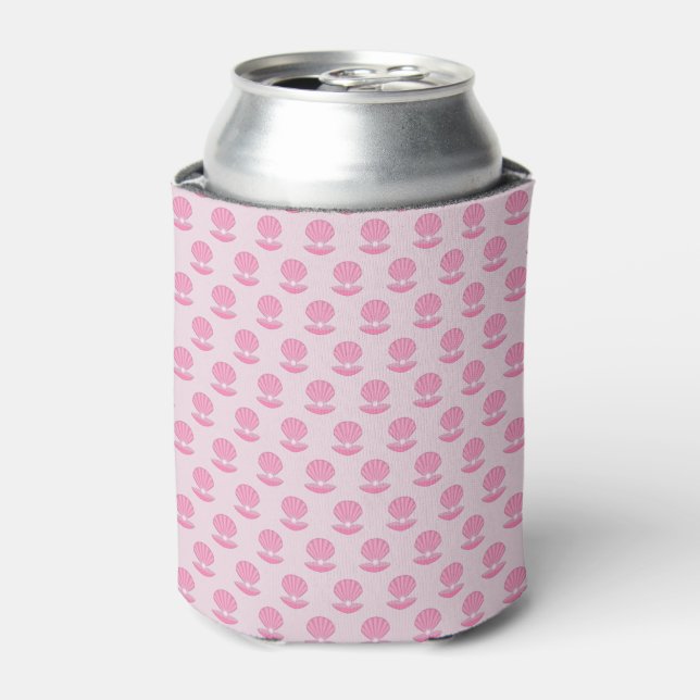 Pink Baby Girl Oyster shell and Pearl Patterned Can Cooler (Can Front)