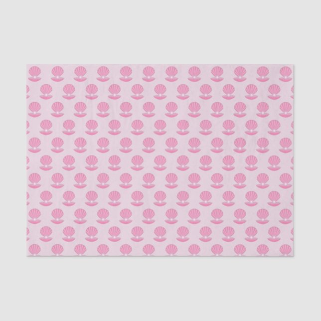 Pink Baby Girl Oyster shell and Pearl Patterned Tissue Paper (Front)