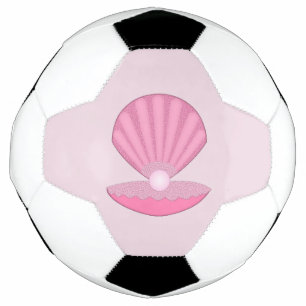 Pink Baby Girl Oyster shell and Pearl Soccer Ball